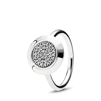 Ægte 925 Sterling Sølv Classic Fashion Ring Rund Krystal Engagement Ring Kvindelige Engagement Jubilæum DIY Smykker Gave