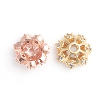 20pcs Blandet Farve Messing Micro Bane Cubic Zirconia Multi-Rosa Blomster Perle Caps for DIY-Øreringe Smykker Komponenter