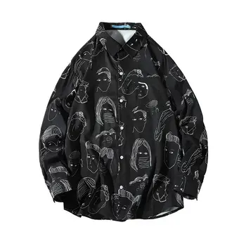 2020 Mænds koreansk Stil Trendy langærmet Blomst Hawaii-Skjorte Camisa Masculina Streetwear Herre Mode Udskrivning Shirts M-2XL