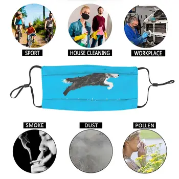 Skægget Border Collie Hjertet Genanvendelige Mænd Ansigtsmaske Animal Pet Anti Tåge, Støv Beskyttelse Cover Respirator Munden-Dæmpe