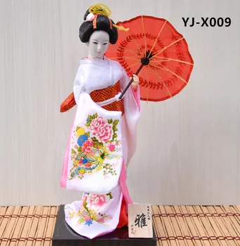 MYBLUE 30cm Kawaii Hånd Gøre Japansk Geisha Kimono Doll Skulptur Japansk Hus Figur Home Room Decoration Tilbehør