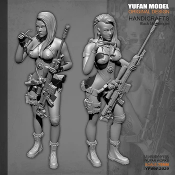 YUFAN Model 1/24 Harpiks Kits Sexede kvindelige gunman harpiks soldat self-assembled (75mm) YFWW-2029