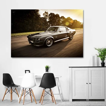 Lærred Malerier 1967 Mustang Shelby GT500 Eleanor Super Bil Plakater Væg Kunst til stuen Hjem Indretning (Ingen Ramme)