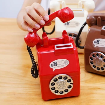 Original Retro Telefon sparebøsse Gammeldags telphone Hemmelige Computer Kids Gave Vintage Plastic Legetøj for at Spare Penge, Max Mønt
