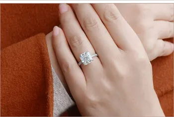 Real S925 Sterling Sølv 2 Karat Moissanite med Diamant Ring for Kvinder Fine Anillos Mujer Sølv 925 Smykker Bizuteria Ringe