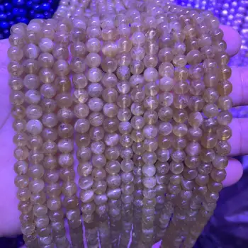 Naturlige runde gule Apatit Perler Til smykkefremstilling Perler Armbånd Til Kvinder 15