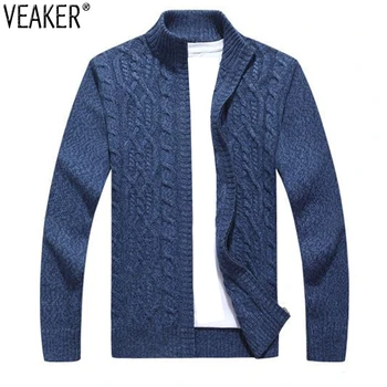 2020 Ny Mænds Efterår og Vinter Twist Sweatercoat Solid Farve Trøjer Mandlige Slim Fit Strikket Overtøj Sweater Frakke M-3XL