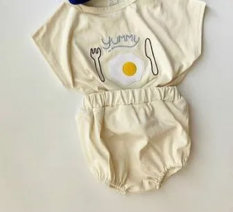 Sommer sæt modeller spædbarn kortærmet T-shirt + shorts Broderi bomuld kortærmet passer til baby tøj