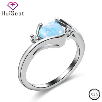 HuiSept Elegant 925 Sølv Ring-Hjerte-form Opal Zircon Sten, Smykker, Ornamenter Ringe til Kvinder Bryllup Part Gave Engros