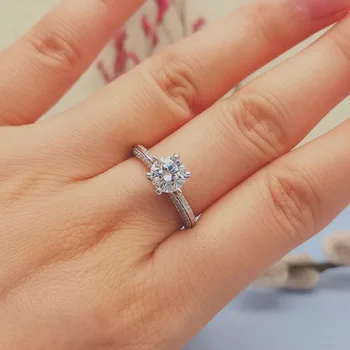 PERLE ' S BALLET 925 Sterling Sølv Moissanite Ring 1ct 2ct 3ct Moissanite Diamant Ring Bryllup Engagement Ring For Kvinder Smykker