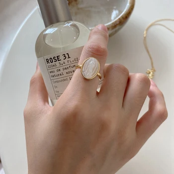 LouLeur 925 Sterling Sølv Shell Angel Baby Ringe Guld Oprindelige Vestlige Stil Maria Shell Ring For Kvinder Elegante Smykker Gaver