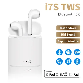 I7s Trådløse Bluetooth-Hovedtelefoner, TWS Øretelefon håndfri Headset Hi-Fi In-ear StereoEarbuds Øretelefoner Til iPhone xiaomi huawei