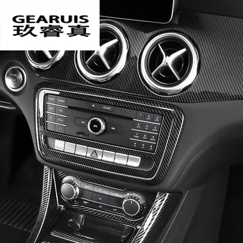 Bil Styling Carbon Fiber Center Konsol CD-panel Frame Auto Dække Klistermærker Trim Til Mercedes Benz A GLA CLA-Klasse W176 X156 C117