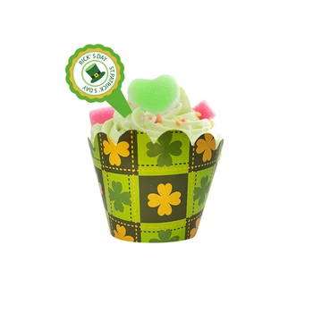 12Pcs Shamrock Kløver Cupcakes Kage Topper Glad Saint Patrick ' s Day Indretning Festival Fordel Gave St. Patricks Day Part Forsyninger