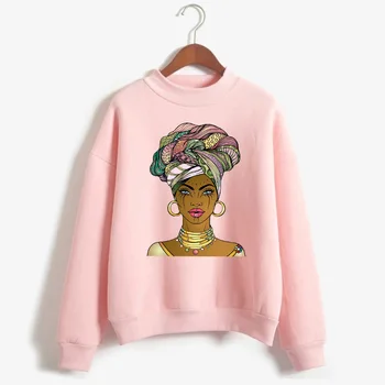 Æstetisk Afrikanske Kvinder Grafisk Print Sweatshirt Sort Melanin Dronning Kvinder Hoody Smuk Afrika Pige Pullover Pink Streetwear