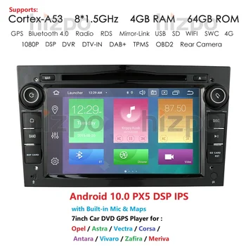 IPS DSP 4GB Android 10 2 DIN BIL GPS til opel-Vauxhall Astra H G J Vectra Antara Corsa Zafira Vivaro Meriva Veda DVD-Afspiller Kort