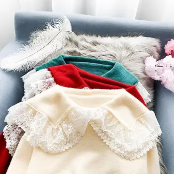 2021 Nye Efteråret Sweater Kvindelige Koreanske Version Løs Efterår Og Vinter Overtøj Blonde Dukke Krave Af Strik Pullover Top Y303