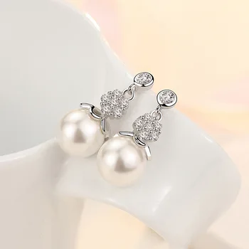 Jellystory 925 sterling sølv øreringe med naturlige ferskvands perle zircon dråbe øreringe fine smykker til kvinder bryllupsfest