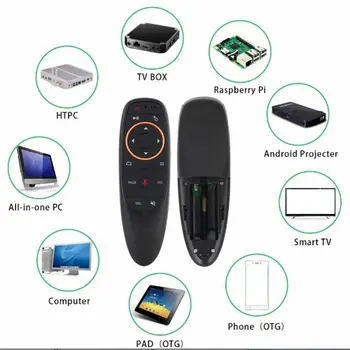 G10 Stemme Fjernbetjening ABS Plast, Silikone 2,4 G Wireless Air Mouse IR-Læring til Android tv box 1 Sæt