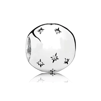 Ægte 925 Sterling Sølv Stjerne Charms Perler Passer Oprindelige Pandora Armbånd for kvinder Jul smykkefremstilling