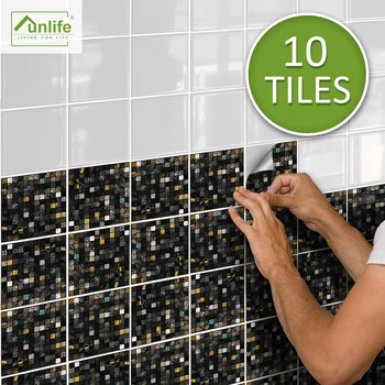 Funlife® STRÅLENDE™ 15/20 cm Mosaik Fliser Mærkat Self-ahesive Vandtæt PVC Wall Sticker til Badeværelse, Køkken Camper Home Decor