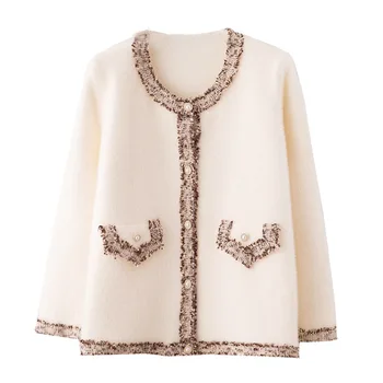 Efterår og Vinter Elegant Cardigan sweater Dame Yndefulde Strikket Frakke Kvindelige Cardigan vintage o-hals Sweater Frakke for kvinder 2020