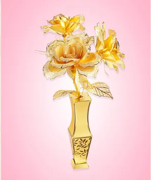 Piececool blomst modeller 3D Metal Nano Puslespil Golden Rose Model Kits P050-G DIY 3D Laserskæring Modeller Puslespil Legetøj for voksne