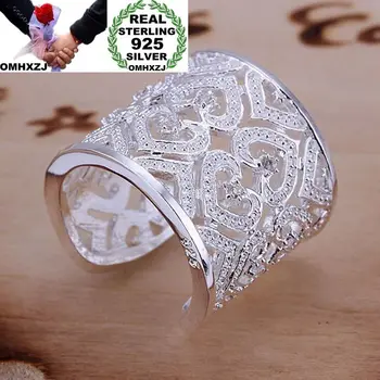 OMHXZJ Engros Europæiske Mode Kvinde Mand Bryllup Part Gave Hvide Vintage AAA Zircon Åbne 925 Sterling Sølv Ring RR233