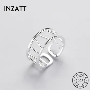 INZATT Geometriske Linje OL Ring For Kvinder Party i Ægte 925 Sterling Sølv Minimalistisk Hule Mode Smykker, Trendy Bijoux Gave