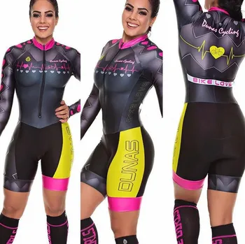 2020 Pro Team Triathlon Passer til Kvinders Cykling Jersey Skinsuit Buksedragt Maillot Cykling Ropa ciclismo lange ærmer sæt gel pad 024