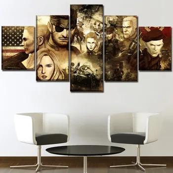 Canvas HD Udskriver Modulære Billeder Hjem Dekorative 5 Stykker Spillet Metal Gear Solid Snake Male Væggen Ramme Kunst Plakat