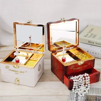 Klassiske Roterende Danser Piano Music Box Clockwork Plastic Smykker Kasser