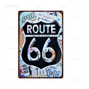 Route 66 Metal Sign Retro Bar, Pub, Dekorative Væg Kunst Tin Plade boligindretning, Rejser Souvenir-Jern Maleri 20x30cm