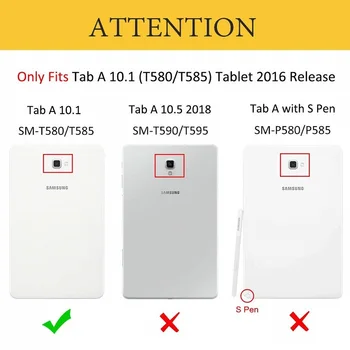 Taske til Samsung Galaxy Tab 10.1 tommer Nye Tablet Stå PU Læder Magnet Smart Cover Auto Sleep/Wake SM T580 T585 T580N T585N