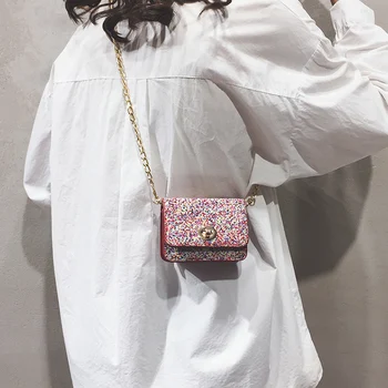 Ny lille pose tekstur mini-kæde håndtasker nye 2020 vilde ins super brand crossbody taske