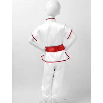 Unisex Wushu Kostume Satin Kung Fu Dragter Kampsport Uniformer Traditionel Kinesisk Korte Ærmer Shirt, Toppe, Bukser med Bælte Sæt