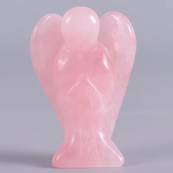 Naturligt Søde Stone Angel Figurer Figurer Håndlavet rosakvarts Mini-Statue crystal Fred, Healing home tilbehør til udsmykning