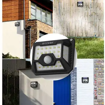 BlitzWolf BW-OLT3 Udendørs Sol Lys 32 LED-120°PIR Sensor Vidvinkel Vandtæt Væg Lys til Haven Vej Værftet Sikkerhed Lampe