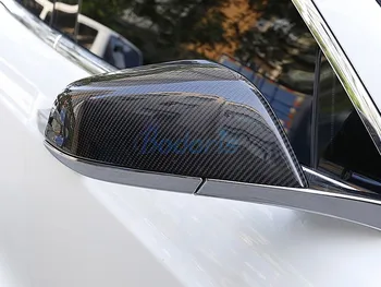 Carbon Fiber Farve udvendigt Spejl Cover Dør Udsigt fra Bagsiden af Overlay til Kontrolpanelet-2019 Car-styling Til Tesla Model S Tilbehør