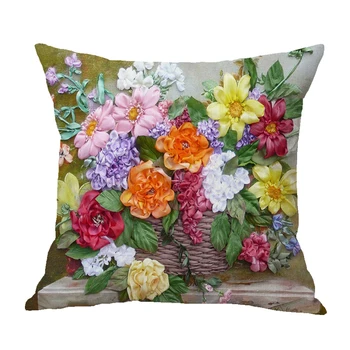 Vintage Blomster Pudebetræk Bomuld Olie Maleri Blomster Hjem Dekorativ Pillow Cover Til Sofa Cojines Drop Shipping