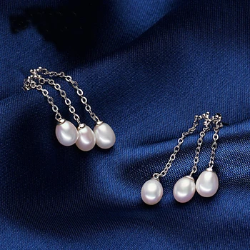 Mode Naturlige Ferskvands Perle Øreringe af 925 Sterling Sølv og sort Perle Smykker Til Kvinder Lange Øreringe