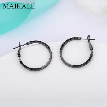MAIKALE Nye Mode Stor Cirkel Earings Golden/ AAA Sort Cubic Zirconia Øreringe til Kvinder koreanske Enkle Smykker Gave