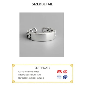 Enkel Personlighed Kæde Formet 925 Sterling Sølv Ikke er Allergisk kæde Kæde Justerbar Åbning, Ringe