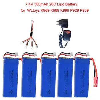 Lamsam 7.4 V 500mAh 20C Lipo Batteri 2S for WLtoys K969 K989 K999 P929 P939 RC Bil