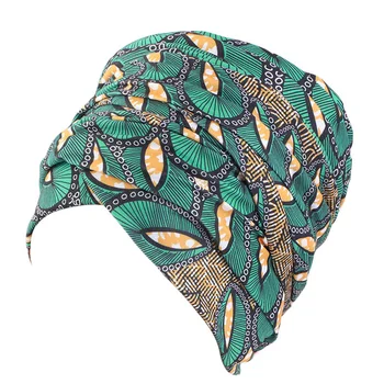 Ny Afrika-mønstret tørklæde bonnet Muslimske kvinder turban, hijab caps islamiske tørklæde, Turban bonnet damer afrikanske wrap hoved tørklæder
