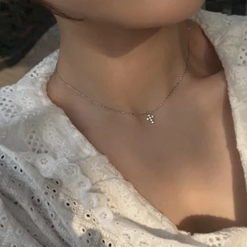 Louleur Ægte 925 Sterling Sølv Kors Halskæde Mode Elegant Zircon Halskæde Til Kvinder Luksus Fine Smykker Gaver