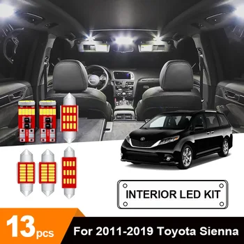 13 x Hvid Ingen Fejl Bil LED Lys Dome Læsning Høflighed Kuffert Pærer Pakke Kit Til 2011-2019 Toyota Sienna Nummerplade Lys