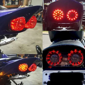 Universal Motorcykel FØRT Hale Lys, Bremser Styretøj Lys LED-baglygte 12V Rød/sort Lampeskærm Metal, Plast Bagside