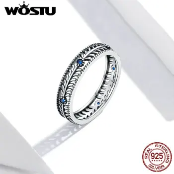 WOSTU Ægte 925 Sterling Sølv Klassisk Vin Ringe Til Kvinder Zircon S925 Cross Ring Bryllup Engagement Smykker Gave FIR660