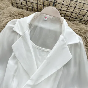 Koreanere Damer, der Passer Krave Skjorte Kvinders Long-Sleeve Lotus Blad Kant Hvid Bluse Kvinde Chiffon Shirts Basic Top Feminino Blusas